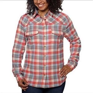 Jachs Girlfriend Bea Plaid Flannel Western Shirt Pearl Snap Front Long Sleeve M